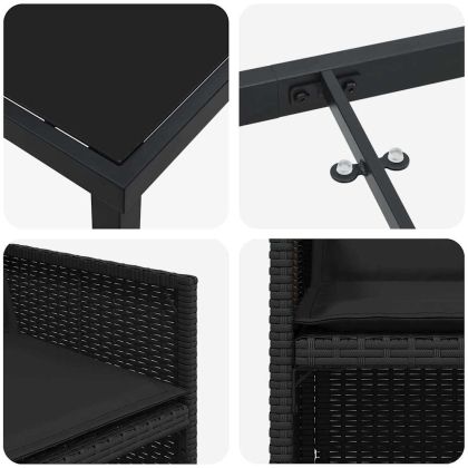 Комплект за хранене в градината 5 pcs Черно полиратан