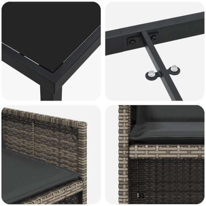 Комплект за хранене в градината 5 pcs Сив полиратан