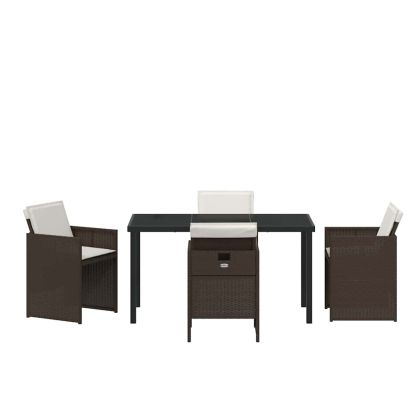 Комплект за хранене в градината 5 pcs Кафяво полиратан