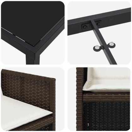 Комплект за хранене в градината 5 pcs Кафяво полиратан