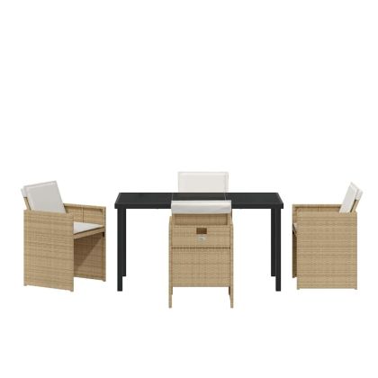 Комплект за хранене в градината 5 pcs Бежово полиратан