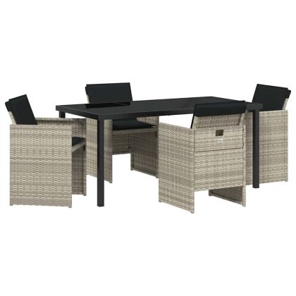 Комплект за хранене в градината 5 pcs Светлосиво полиратан