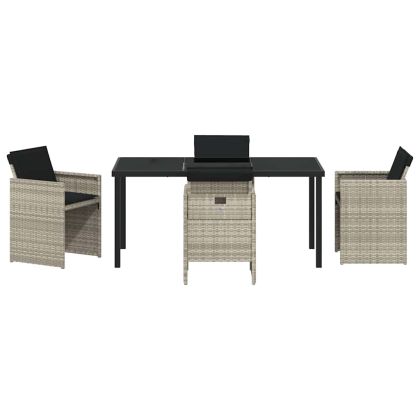 Комплект за хранене в градината 5 pcs Светлосиво полиратан