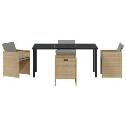 Комплект за хранене в градината 5 pcs Бежово полиратан