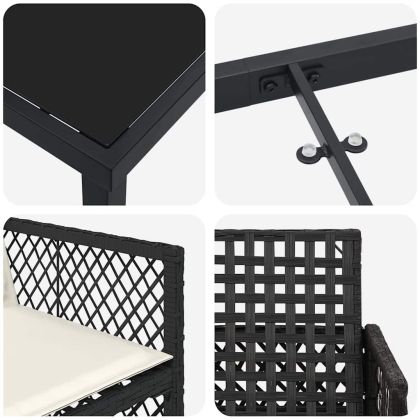 Комплект за хранене в градината 5 pcs Черно полиратан