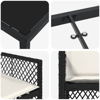 Комплект за хранене в градината 5 pcs Черно полиратан