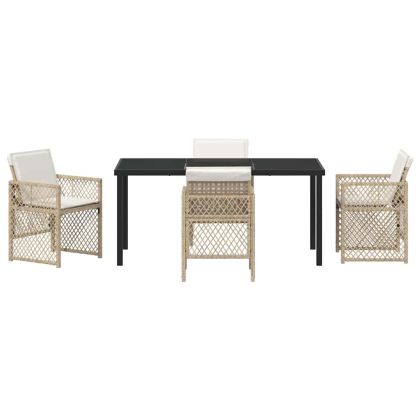 Комплект за хранене в градината 5 pcs Бежово полиратан