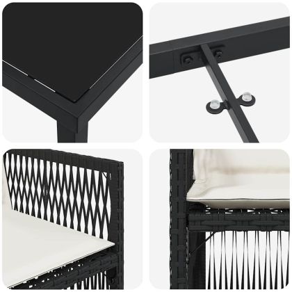 Комплект за хранене в градината 5 pcs Черно Полиратан