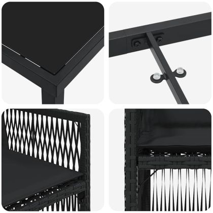 Комплект за хранене в градината 5 pcs Черно Полиратан