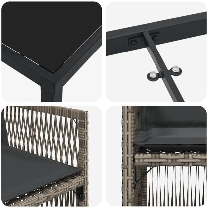 Комплект за хранене в градината 5 pcs Сив Полиратан