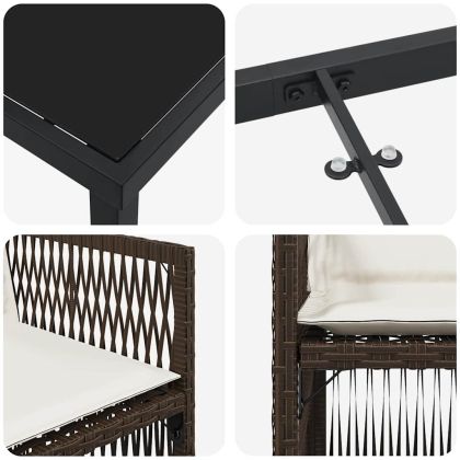 Комплект за хранене в градината 5 pcs Кафяво Полиратан