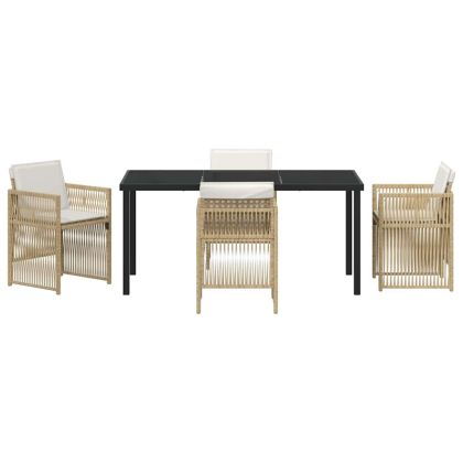 Комплект за хранене в градината 5 pcs Бежово Полиратан