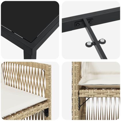 Комплект за хранене в градината 5 pcs Бежово Полиратан