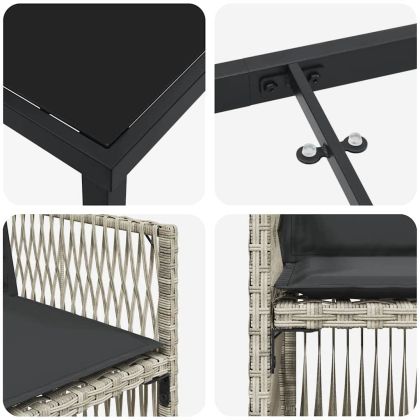 Комплект за хранене в градината 5 pcs Светлосиво Полиратан