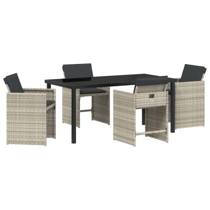 Комплект за хранене в градината 5 pcs Светлосиво полиратан