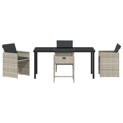 Комплект за хранене в градината 5 pcs Светлосиво полиратан