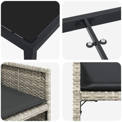 Комплект за хранене в градината 5 pcs Светлосиво полиратан