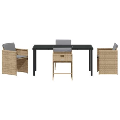 Комплект за хранене в градината 5 pcs Бежово полиратан