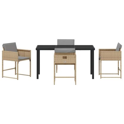 Комплект за хранене в градината 5 pcs Бежово полиратан