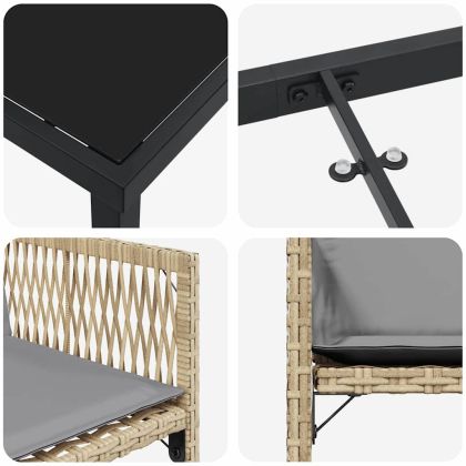 Комплект за хранене в градината 5 pcs Бежово полиратан