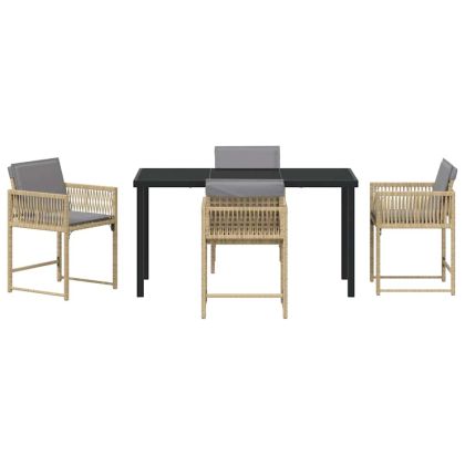 Комплект за хранене в градината 5 pcs Бежово полиратан