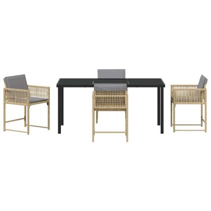 Комплект за хранене в градината 5 pcs Бежово полиратан