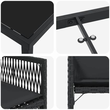 Комплект за хранене в градината 5 pcs Черно полиратан