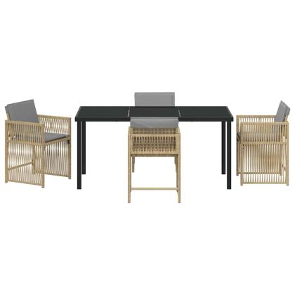 Комплект за хранене в градината 5 pcs Бежово полиратан