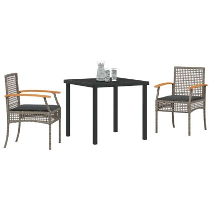 Комплект за хранене в градината 3 pcs Сив полиратан