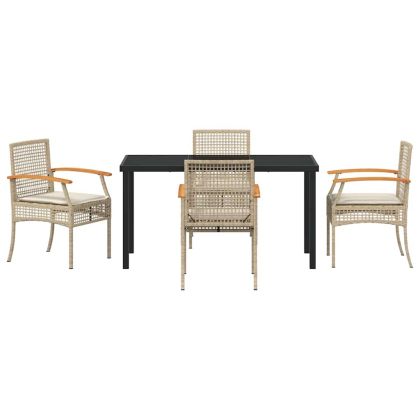 Комплект за хранене в градината 5 pcs Бежово полиратан