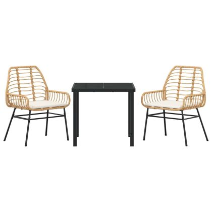 Комплект за хранене в градината 3 pcs Кафяво полиратан