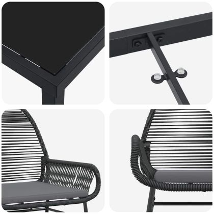 Комплект за хранене в градината 7 pcs Черно полиратан