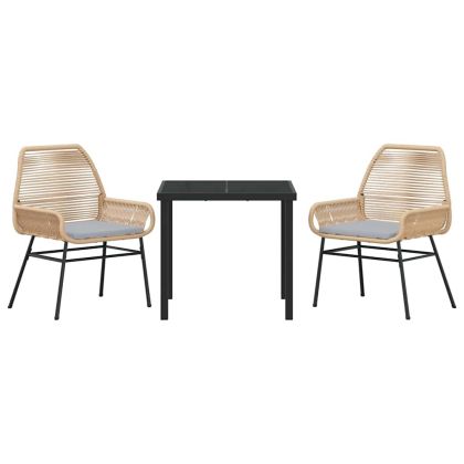 Комплект за хранене в градината 3 pcs Кафяво полиратан