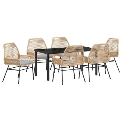 Комплект за хранене в градината 7 pcs Кафяво полиратан