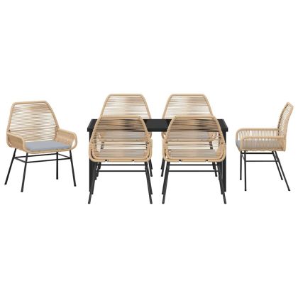 Комплект за хранене в градината 7 pcs Кафяво полиратан