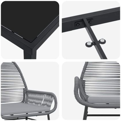 Комплект за хранене в градината 5 pcs Сив полиратан