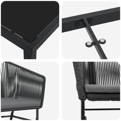 Комплект за хранене в градината 5 pcs Черно Полиратан