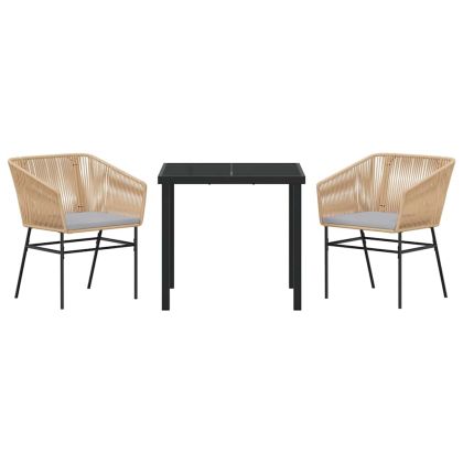 Комплект за хранене в градината 3 pcs Кафяво Полиратан