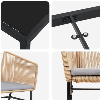 Комплект за хранене в градината 3 pcs Кафяво Полиратан