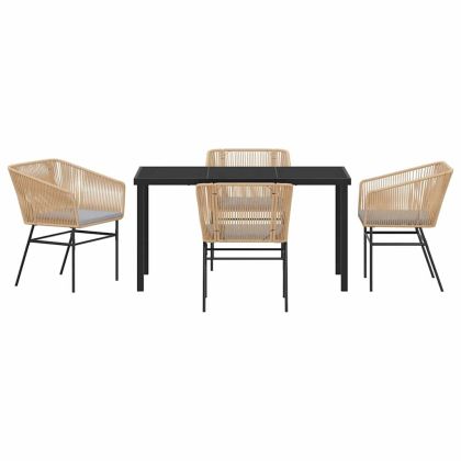 Комплект за хранене в градината 5 pcs Кафяво Полиратан