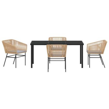 Комплект за хранене в градината 5 pcs Кафяво Полиратан