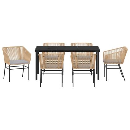 Комплект за хранене в градината 7 pcs Кафяво Полиратан