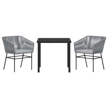 Комплект за хранене в градината 3 pcs Сив Полиратан