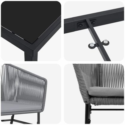 Комплект за хранене в градината 5 pcs Сив Полиратан