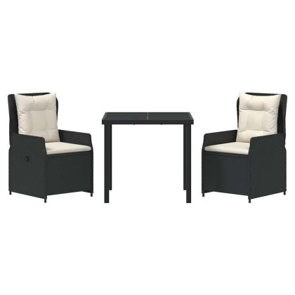 Комплект за хранене в градината 3 pcs Черно полиратан