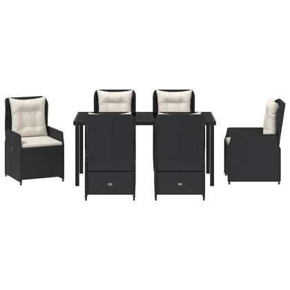 Комплект за хранене в градината 7 pcs Черно полиратан