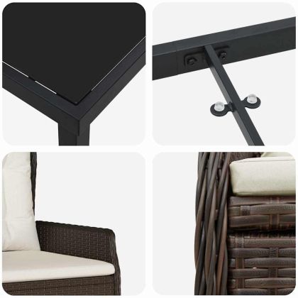 Комплект за хранене в градината 5 pcs Кафяво полиратан