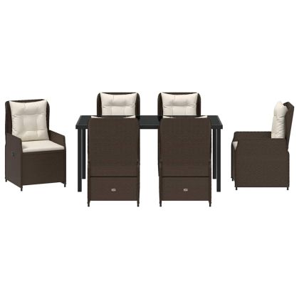 Комплект за хранене в градината 7 pcs Кафяво полиратан