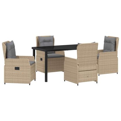 Комплект за хранене в градината 5 pcs Бежово полиратан