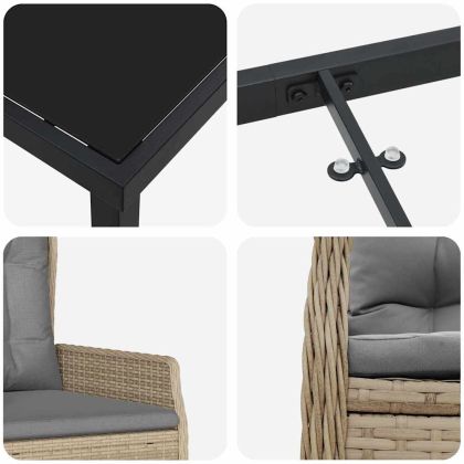 Комплект за хранене в градината 7 pcs Бежово полиратан